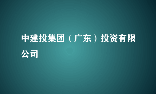 中建投集团（广东）投资有限公司