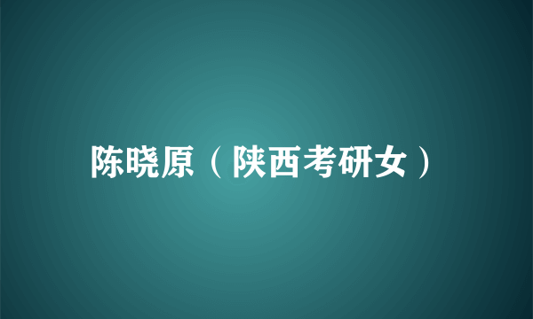 陈晓原(陕西考研女)