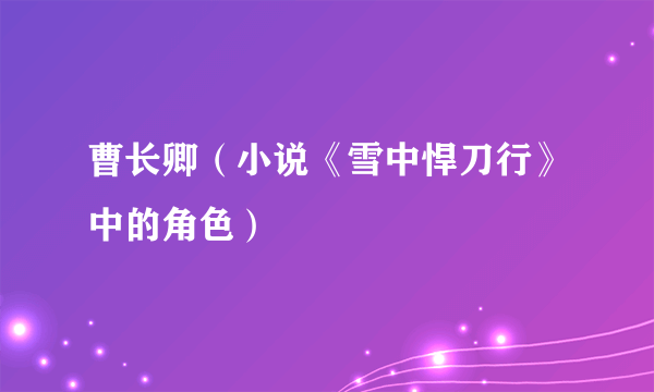 曹长卿（小说《雪中悍刀行》中的角色）