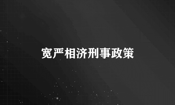宽严相济刑事政策