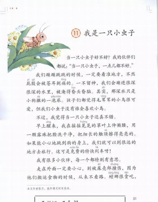 我是一只小虫子（小学二年级语文课文）