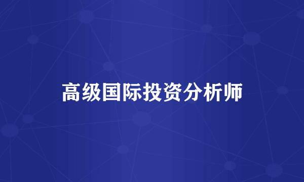 高级国际投资分析师
