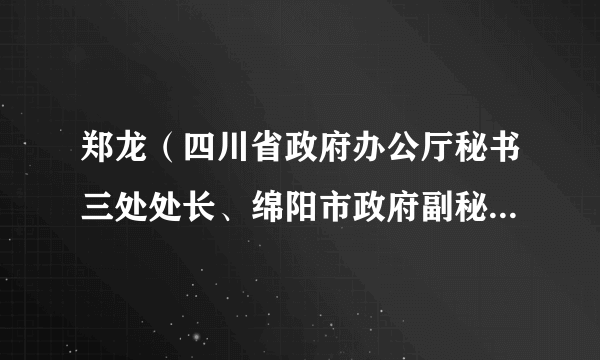郑龙（四川省政府办公厅秘书三处处长、绵阳市政府副秘书长、绵阳科技城新区党工委副书记）