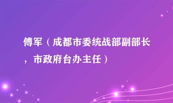 傅军（成都市委统战部副部长，市政府台办主任）
