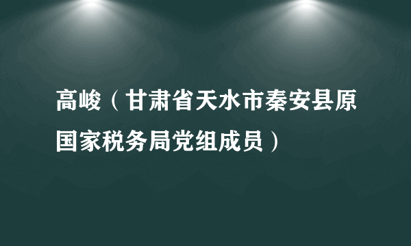 高峻(甘肃省天水市秦安县原国家税务局党组成员)