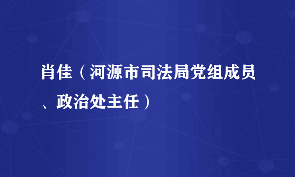 肖佳（河源市司法局党组成员、政治处主任）