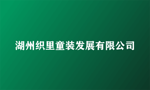 湖州织里童装发展有限公司