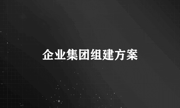 企业集团组建方案