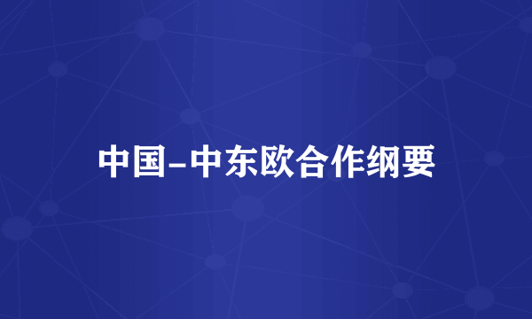 中国-中东欧合作纲要